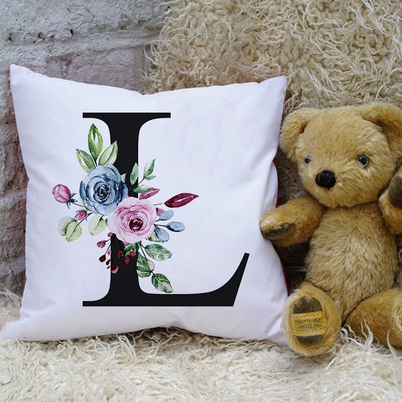 Woondecoratie Kussenhoes Eenvoudige Brief Bloemenprint Sierkussen Case Slaapkamer Woonkamer Decoratie Kussensloop Cojines: Z04010-DCCWH-