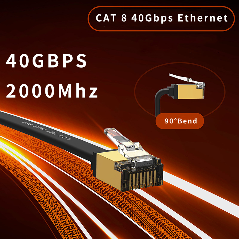 CYANMI Ethernet Cable CAT8 40Gbps Nylon Braided Network Lan Cord for PC Modem Laptop PS 5 Router RJ45 Flat Cat 8 Ethernet Cable: Dark Grey / 20m