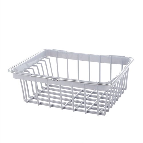 Telescopic sink drain rack plastic kitchen dish rack bowl chopsticks rack household vegetable storage rack WY527: Gray