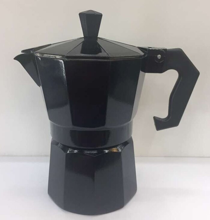 Aluminium 6 kopjes /300ml koffiezetapparaat aluminium materiaal koffiekannen mokkapot mokka koffiezetapparaat  v60 koffiefilter espressomachine: Zwart 6 kopjes 300ml