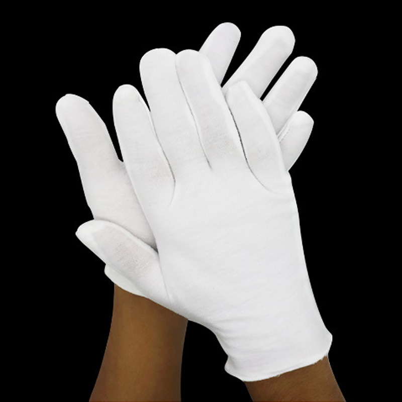 Guantes de algodón suave de dedo completo para hombre y mujer, mitones de absorción de sudor, color blanco, para camareros, conductores, joyas, trabajadores, novedad