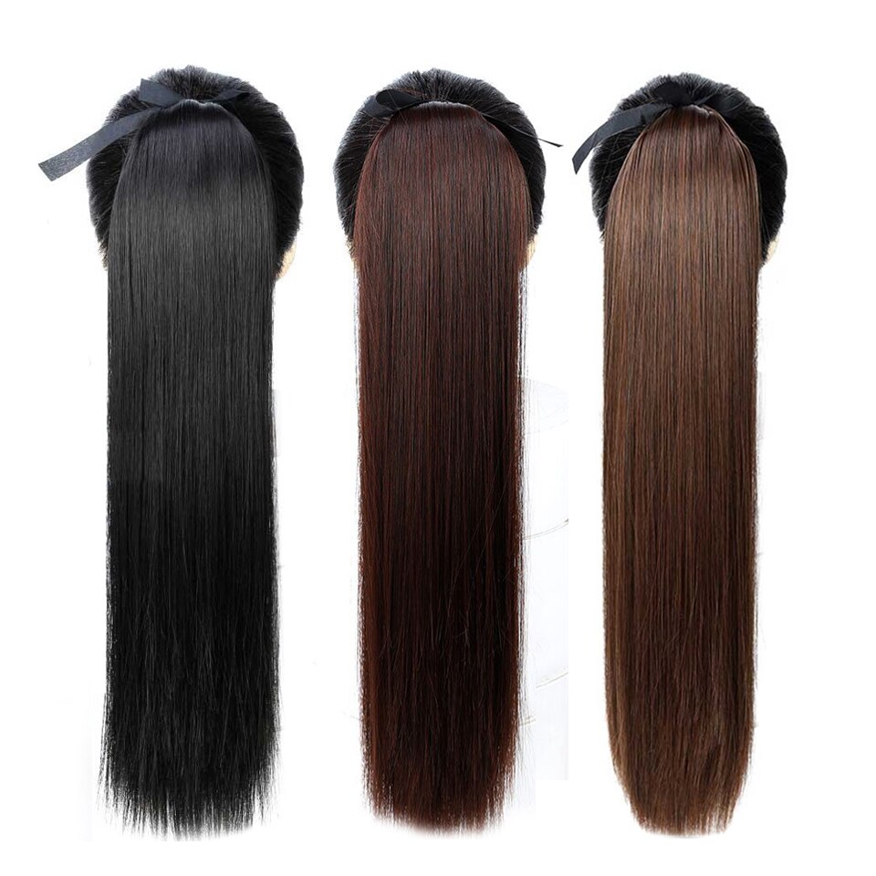 HUAYA Long Straight Clip In Hair Tail False Hair Ponytail Hairpiece With Hairpins Natural Synthetic Hair Extensions Pony Tail