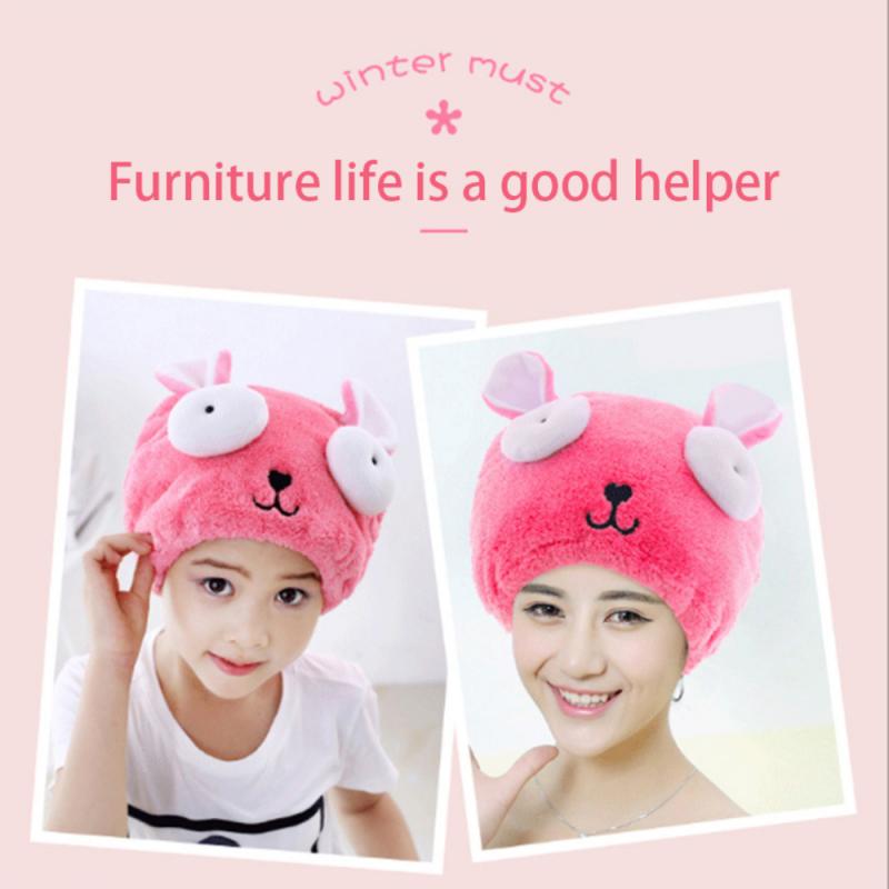 Bathroom Accessories Microfiber Shower Cap For Kids Cartoon Hair Quick Dryer Towel Bath Wrap Hat Turban Dry Shower Cap Hair Tool