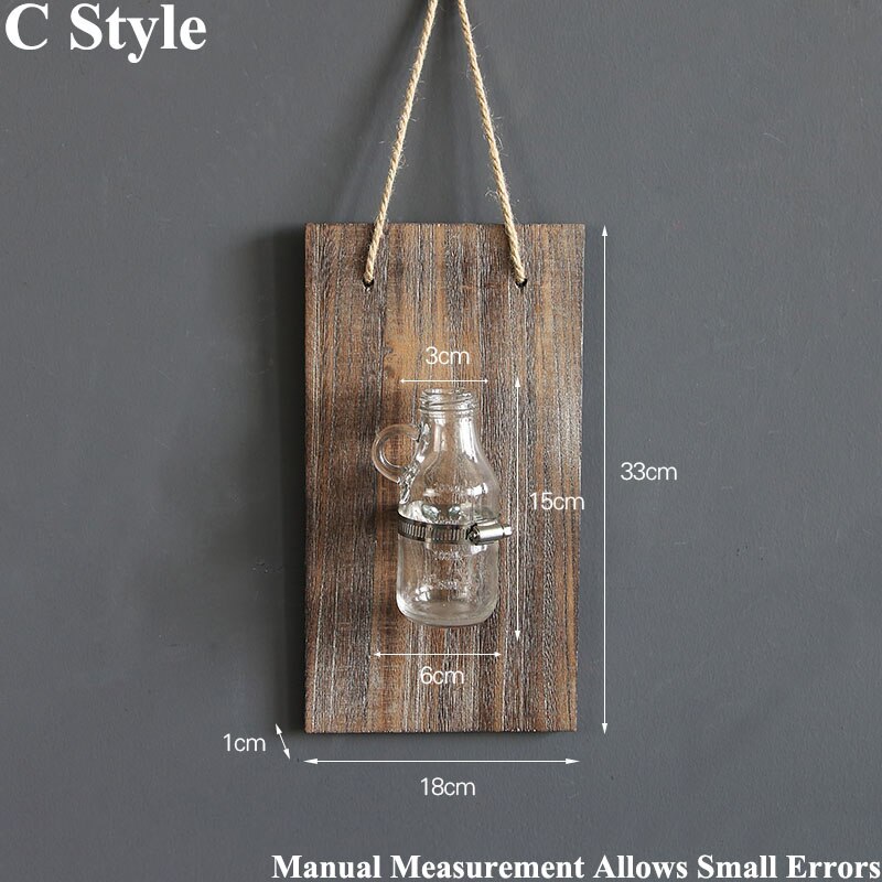 Vase mural en verre Vintage bois suspendus Pot de fleur hydroponique plante mur planteur maison salon Restaurant décor mural