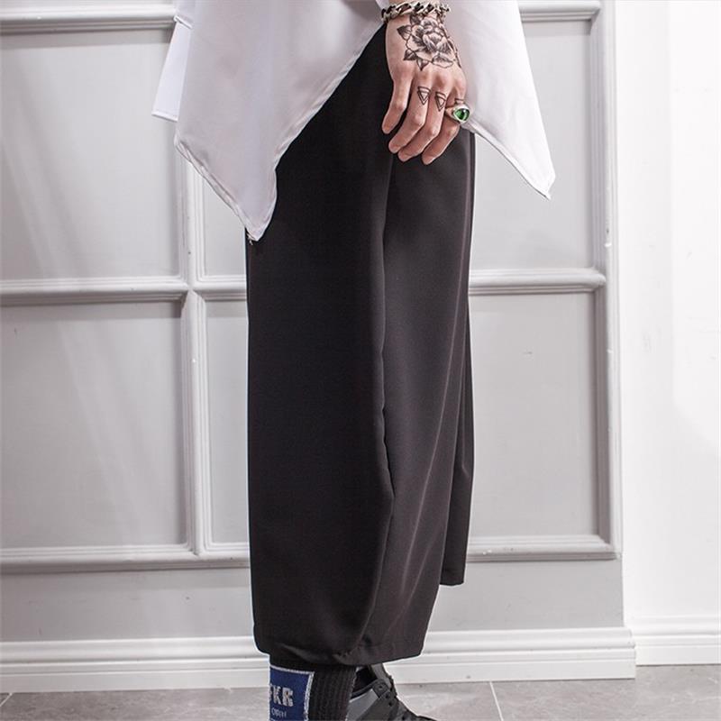 Pantaloni da uomo pantaloni estivi pantaloni culotte da uomo cavallo basso pantaloni larghi hip hop nero Yamamoto style