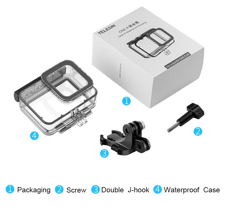Telesin 40 m subaquática à prova dunderwater água habitação caso protetor saco de armazenamento para insta360 um r 4 k edição câmera caso acessórios: Waterproof  Housing