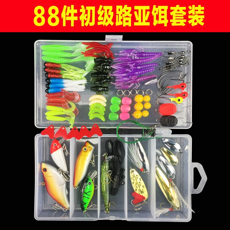 Multi Fishing Lure Mixed Colors Plastic Metal Bait Soft Lure Kit Fishing Tackle Wobbler Spoon Pesca Peche Artificias: 88PCS
