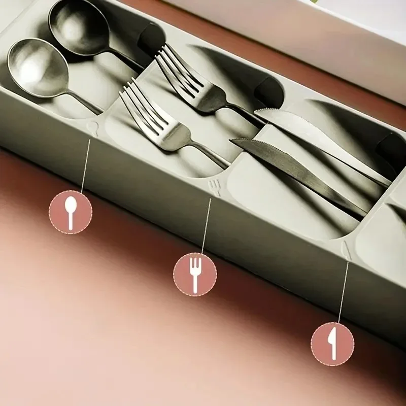 Plateau de rangement de couverts polyvalent, fourchette cuillère, organisateur compartimenté, tiroir de cuisine, boîtes de rangement catégorieisées