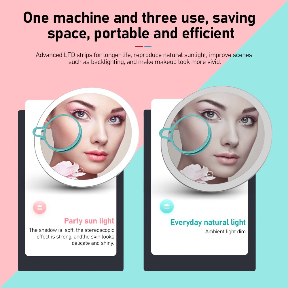 Makeup Mirror LEDs Cosmetic Mirror with Touch Dimmer Switch Detachable Magnifying Mirrors For Beauty Makeup Eyelash Brush