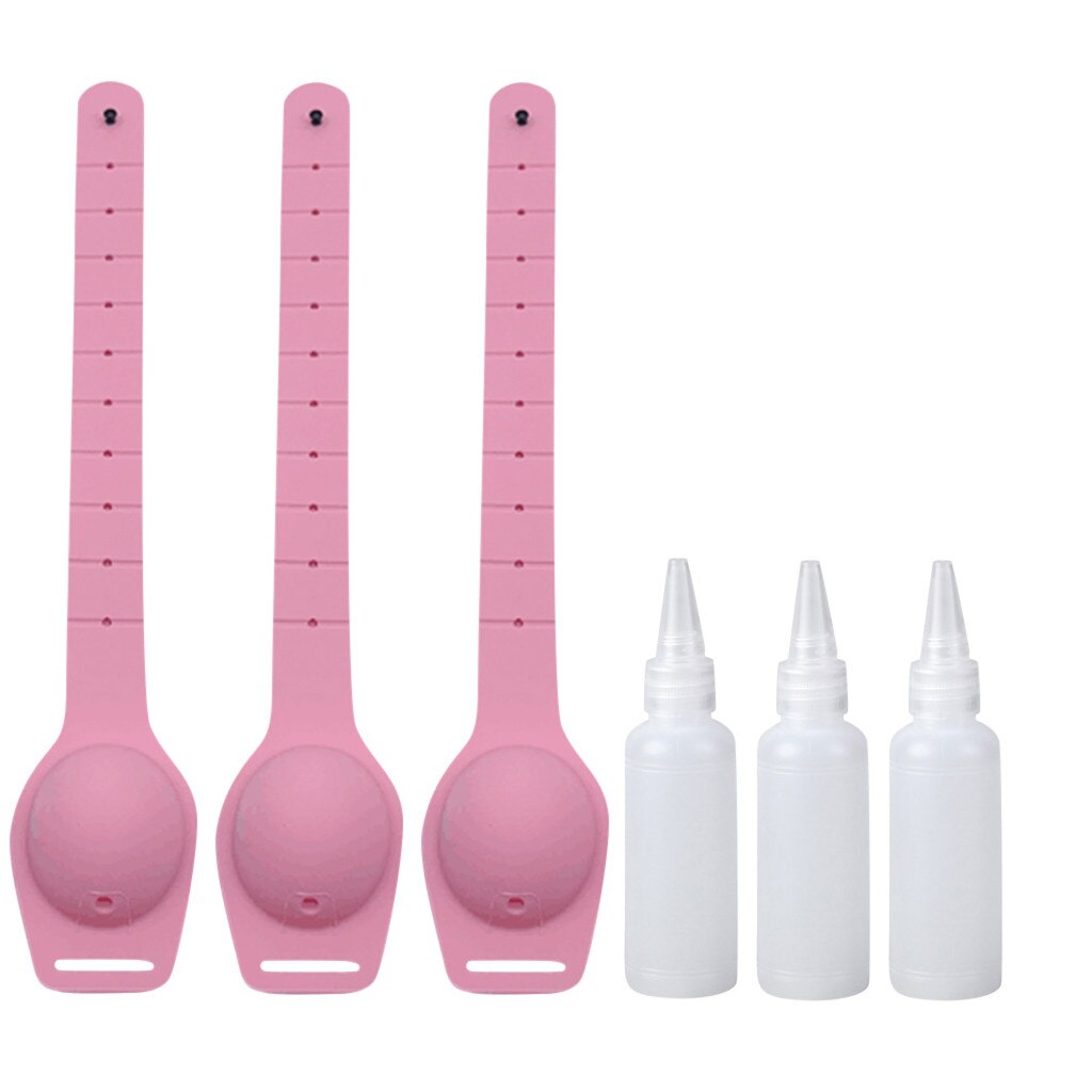 3 pièces Portable Bracelet Bracelet distributeur de main désinfectant pour les mains distribution Gel de nettoyage des mains rechargeable Bracelet distributeur J50: Rose