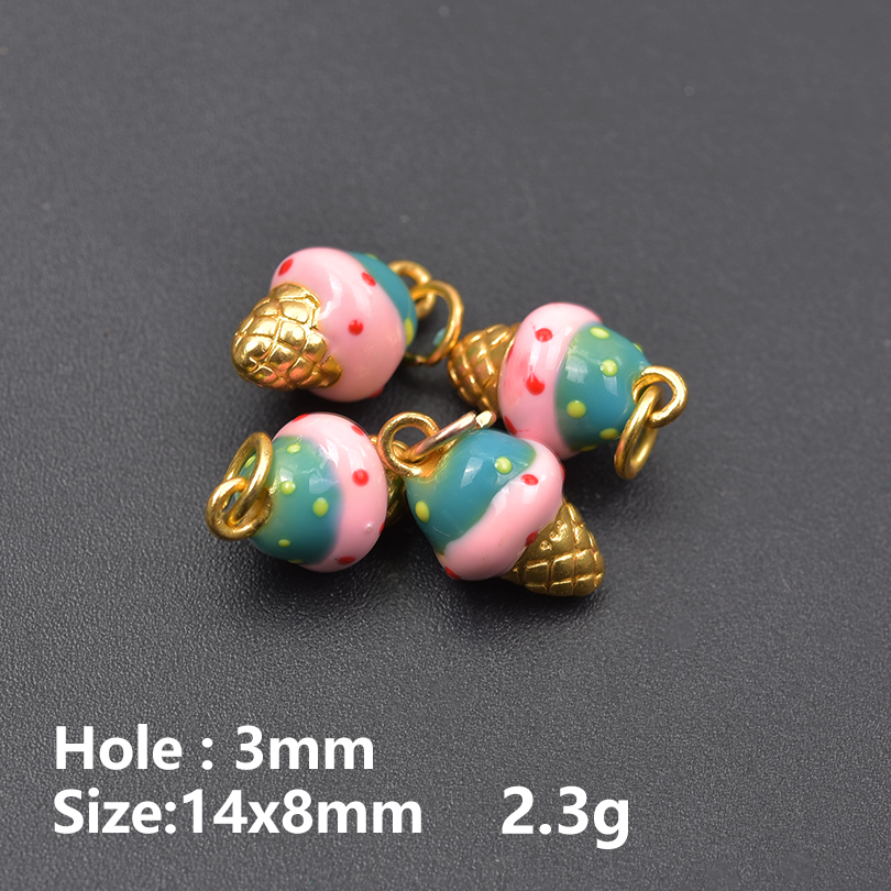 13pcs/Lot Mix Dessert Cake Ice Cream 3D Gold Color Enamel Charms For Jewelry Making Supplies Candy DIY Cute Pendant Accessories: None