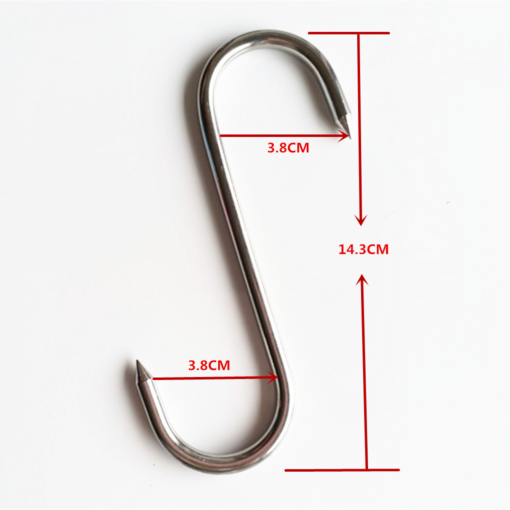 Ekstra kraftigt rustfrit drejeligt kødkrog slagterkrog køkken 0.6 x 14.3cm