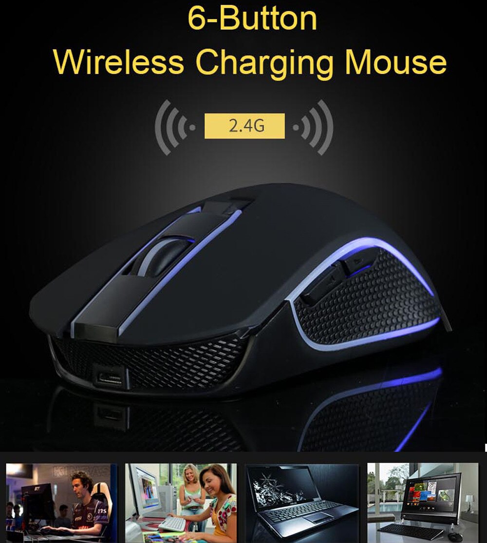 Rechargeable X9 Wireless Silent LED Backlit USB Optical Ergonomic Gaming Mouse Compact Measurable Weight Slim