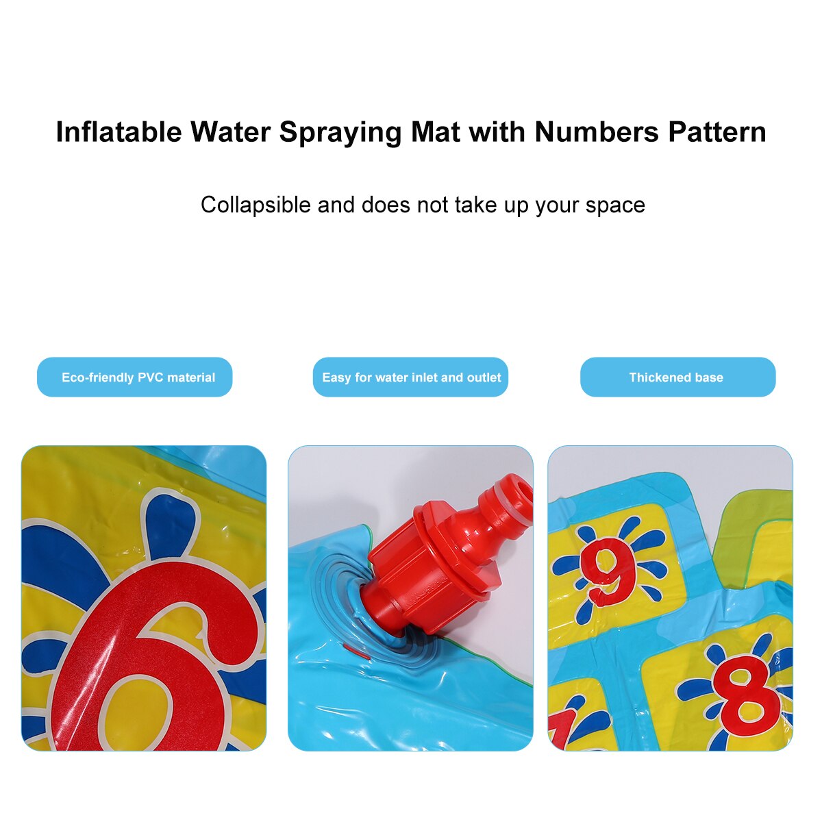 1pc uppblåsbara vattenspraymattor lekmatta stänkdyna sprinkler poolvatten digital pedagogisk leksak för att lära sig siffror