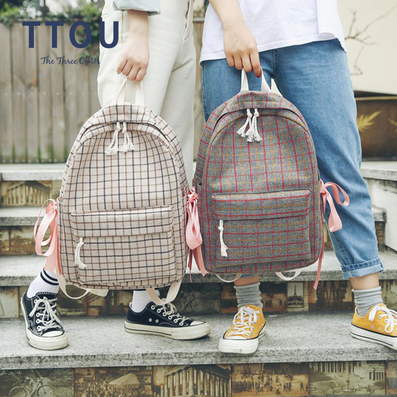 Ttou Mode Vrouwen Rugzak Student Meisje Schooltas Reistas Plaid Stijl Schoudertas Voor Vrouwen Rugzak Rugzak Knapzak