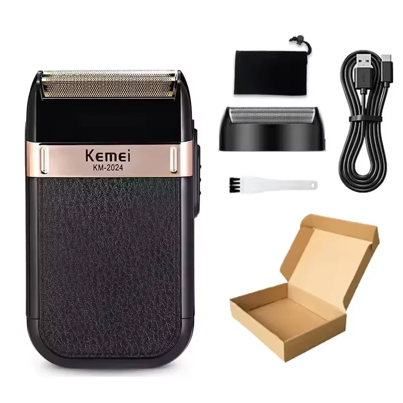 Kemei KM-2299 KM-2024 cortapelos eléctrico inalámbrico para peluquero, cortadora de pelo recargable por USB, Máquina para cortar cabello: Verde