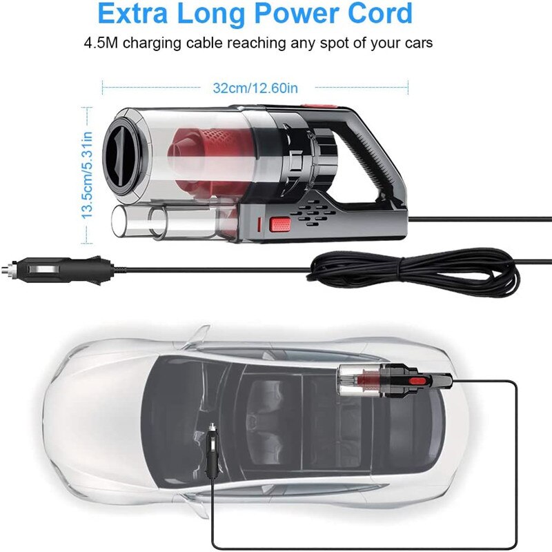 Bærbar bilstøvsuger vådtør dobbelt brug trådløs trådløs håndholdt bilrenser 12v 150w 6000pa sugekraft houdehold