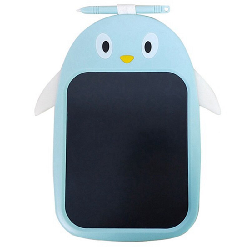 Mini tablette d'écriture LCD couleur pingouin pour enfants, écran de verrouillage à un bouton: Blue