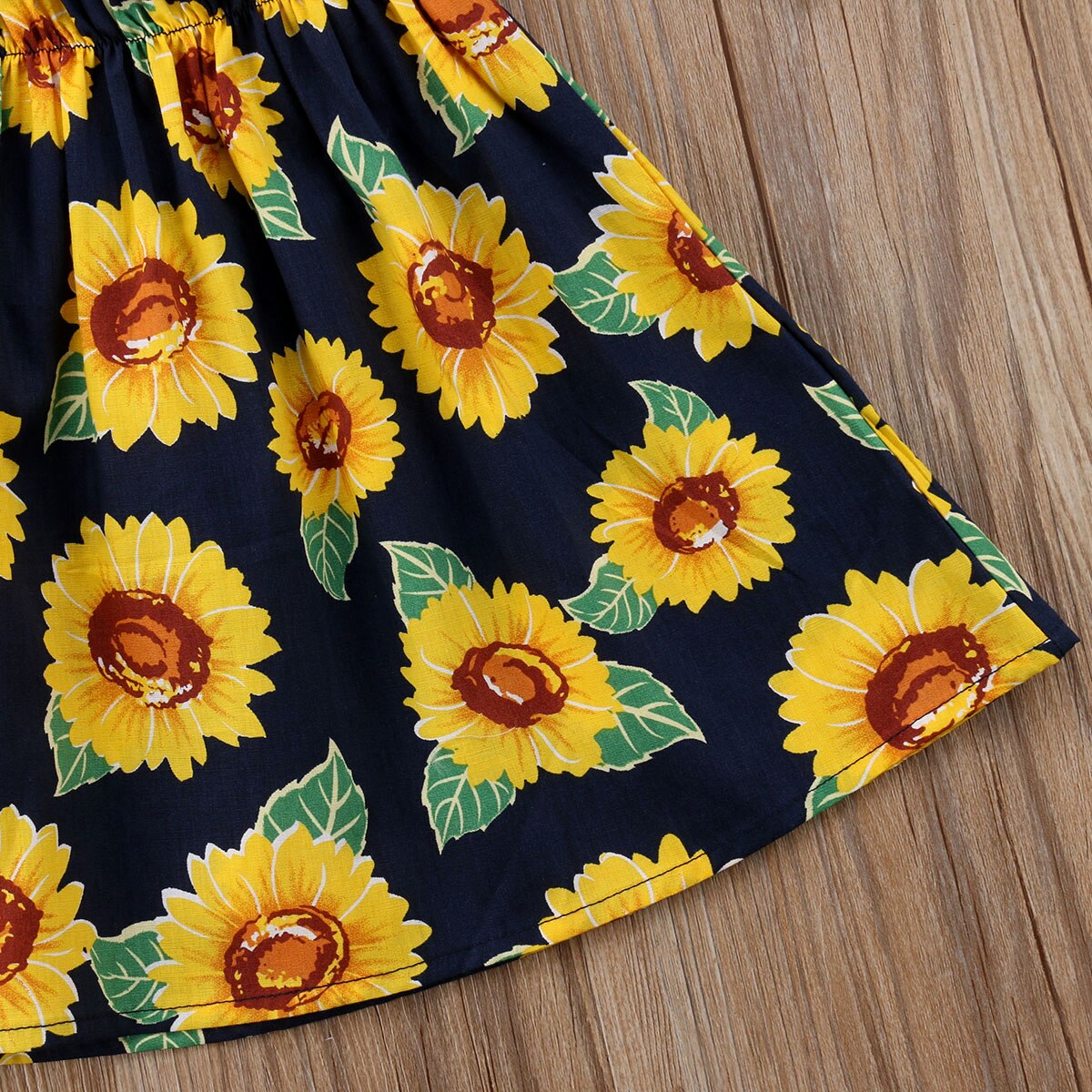 ¡Novedad de ! Vestido de verano para bebés de 1 a 6 años, vestido con hombros descubiertos girasol y acampanado, Vestido de manga corta para niños