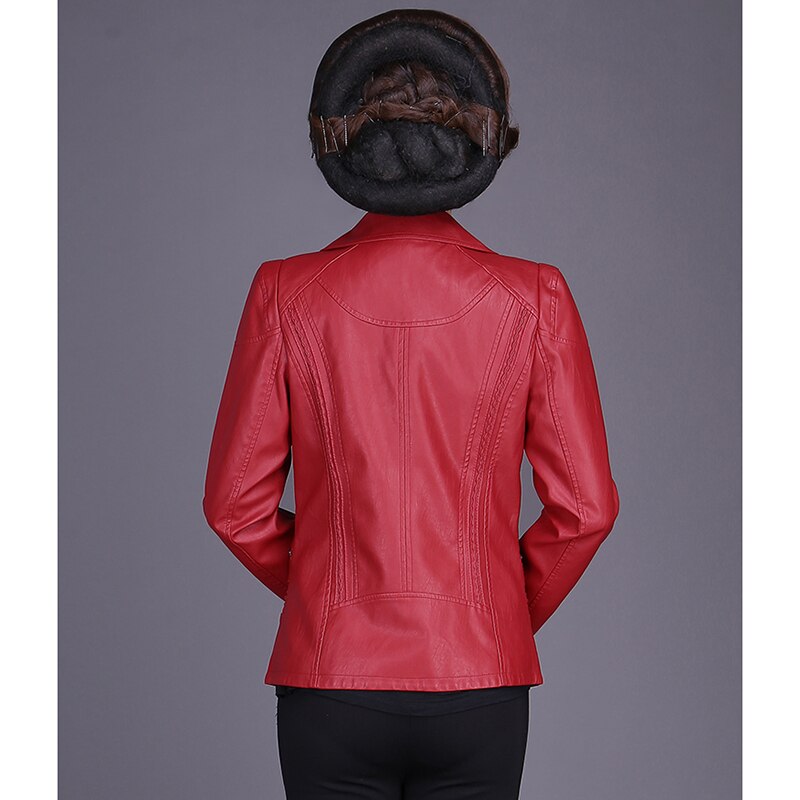 Lente herfst 6xl leren jassen dames plus size opstaande kraag rits jas dames lange mouw imitatieleer co