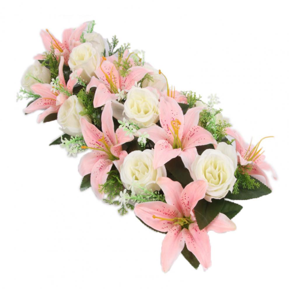 42cm Artificial Flowers Chic Shape DIY Artificial Rose Flowers Garden Fence Wedding Home Decoration Garland Table Decor Flower: WHITE