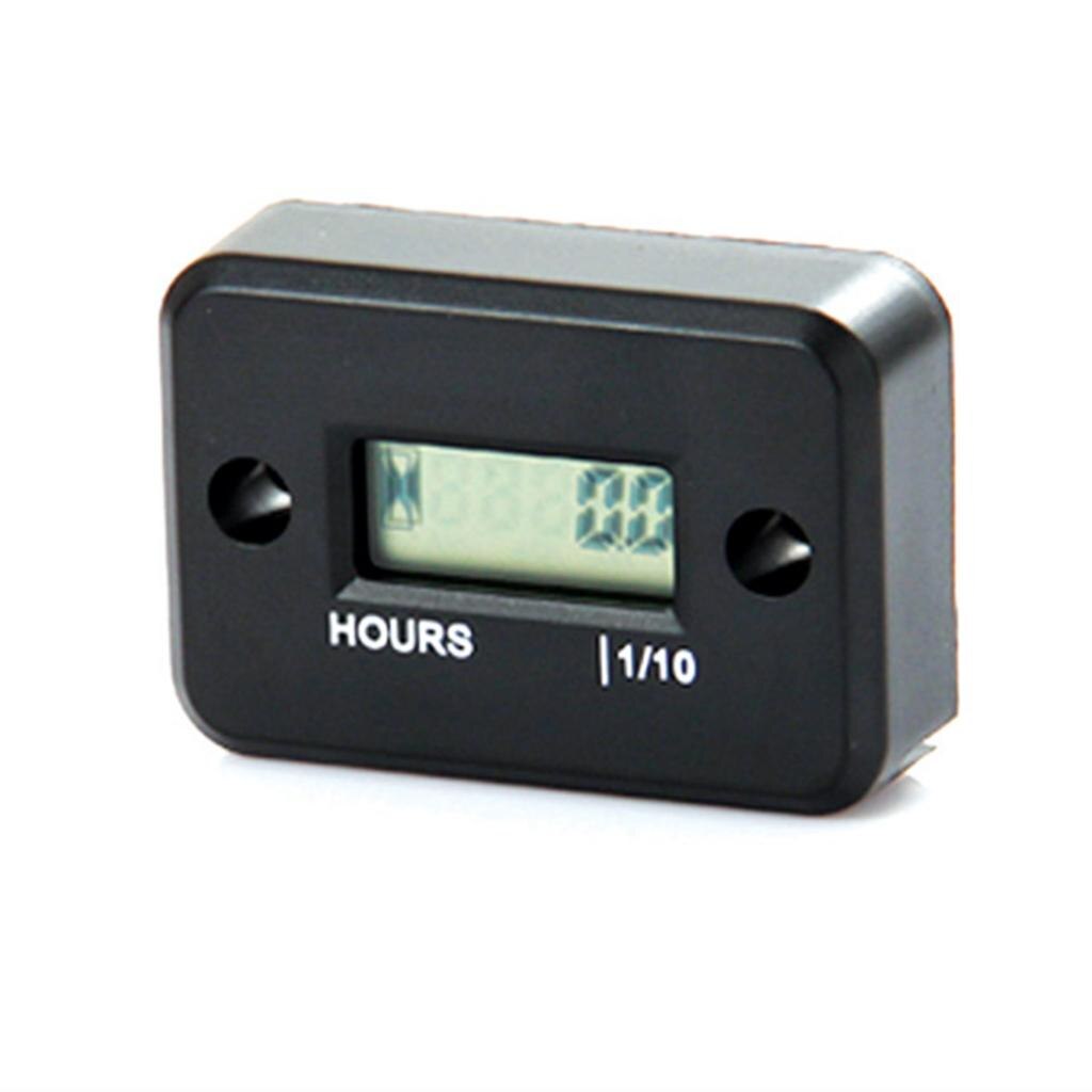 Motorcycle Black Spark Plug LCD Digital Tach Hour Meter Tachometer Gauge