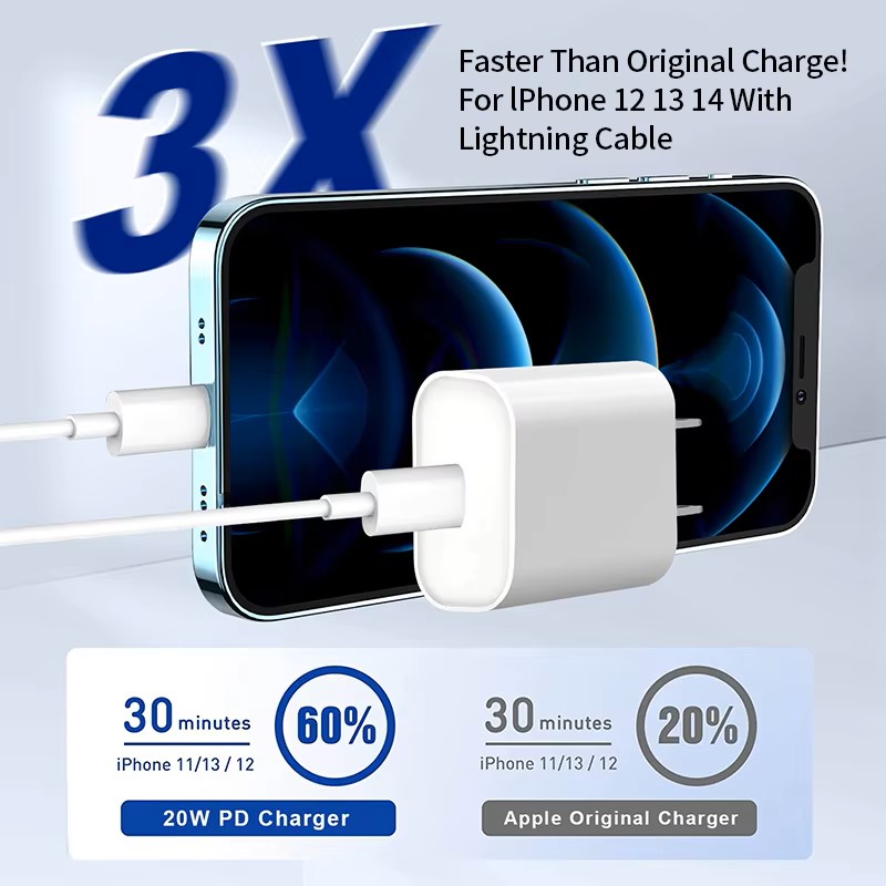 Original PD 20W Fast Charger For For iPhone 14 13 Pro Max 12 11 8 7 XR XS MAX iPad AirPods Quick Charger USB C Data Cord 1M 2M