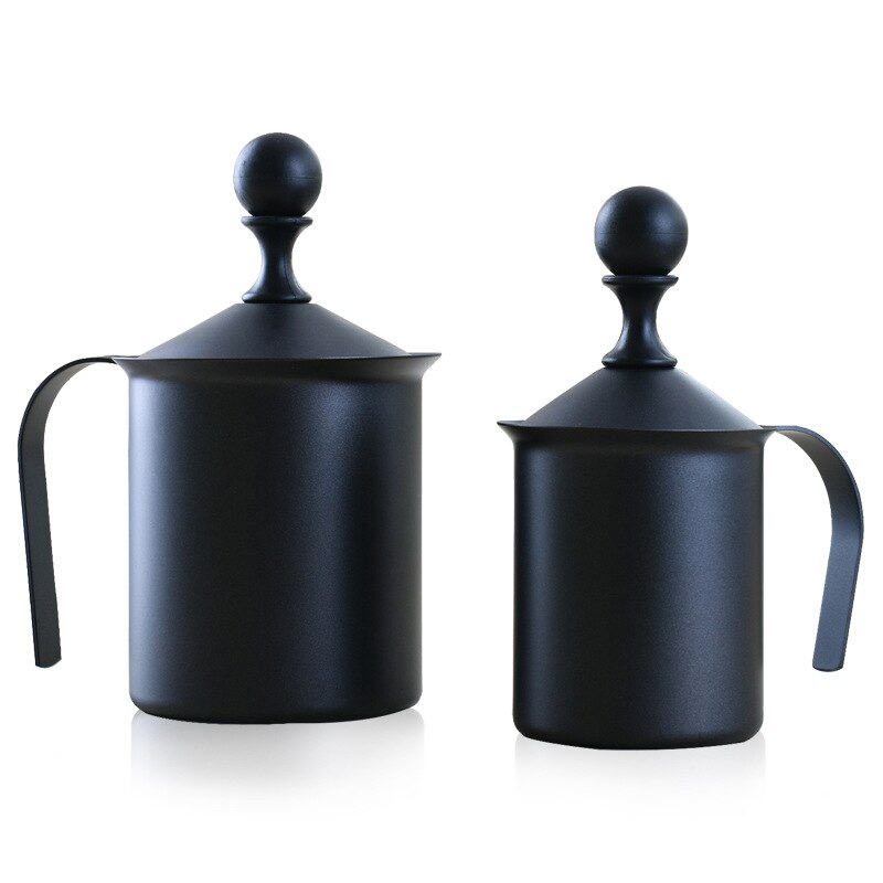 Handmatige Melkopschuimer Non-stick Rvs Melkopschuimer Koffie Apparaat Dubbele Mesh Koffie Melkopschuimer Zwart 400/800 Ml
