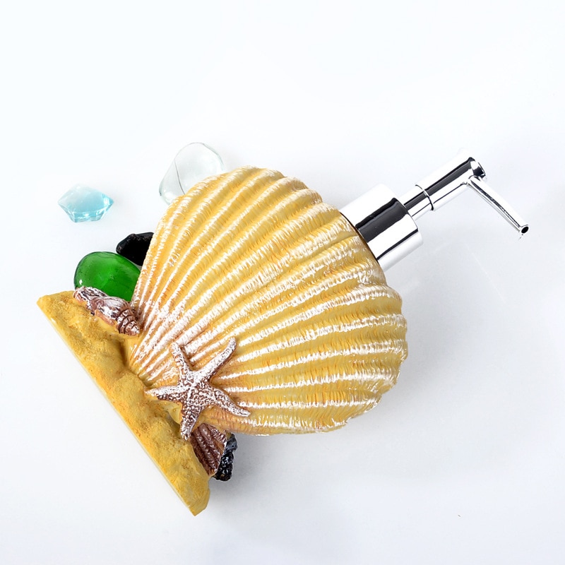5Pcs/set Seabed Shells Exquisite Resin Bathroom Accessories Set Soap Dispenser/Toothbrush Holder/Tumbler/Soap Dish/Lotion bottle