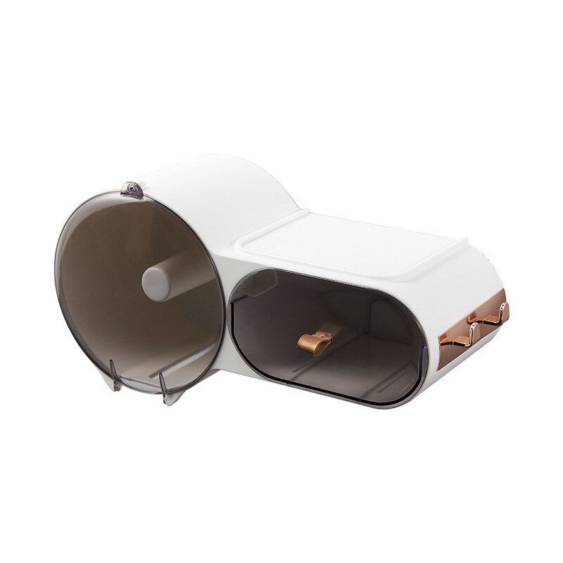 Portable Toilet Paper Holder Waterproof Bathroom Toilet Paper Holder Wall-mounted Tissue Box Organizer Bathroom Accessories: WHITE
