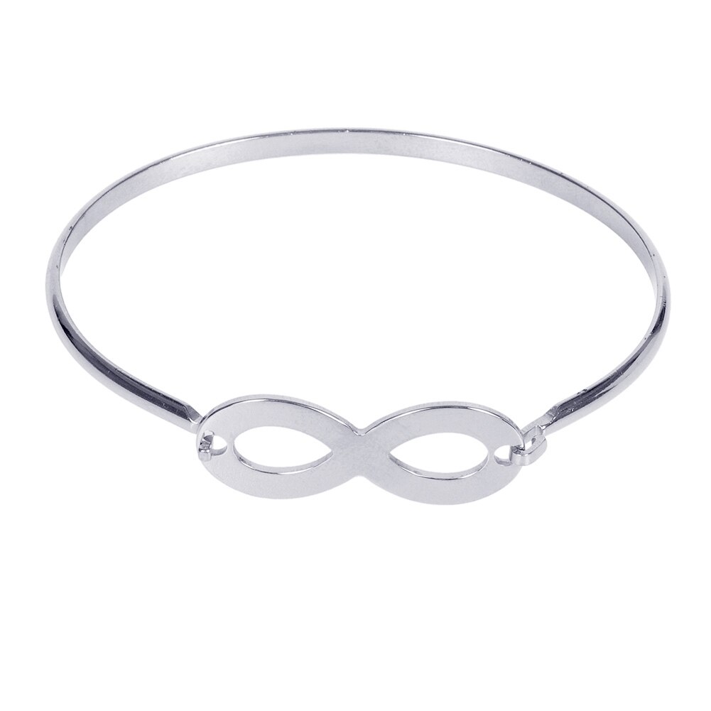 Gouden, zilveren, roestvrijstalen infinity armband met kroon, handbloem, muziek, liefde, punk, dames, vrouwelijke armband, sieraden: Zilveren oneindigheid