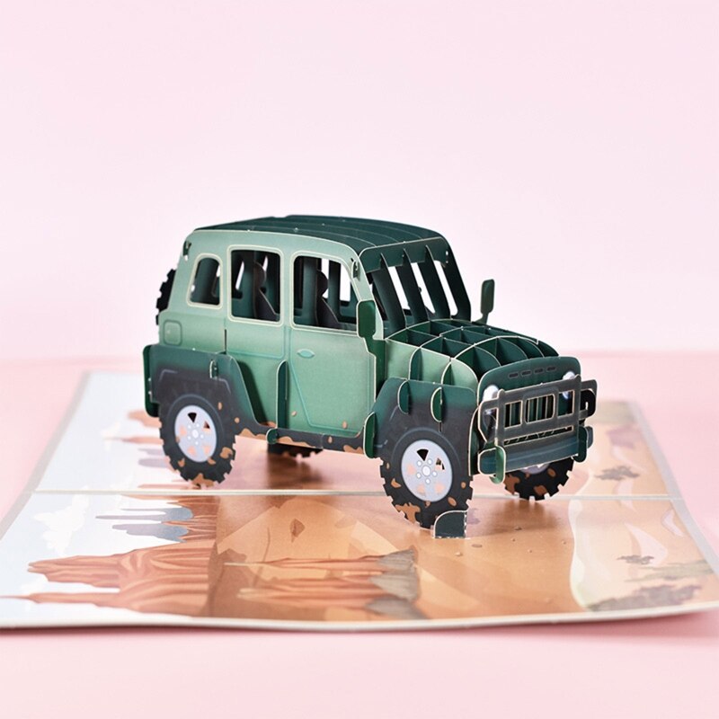 SUV Car Truck 3D Pop Up Card for All Occasions Greeting Card Birthday Graduation Anniversary Father’s Day Postcard for Husb