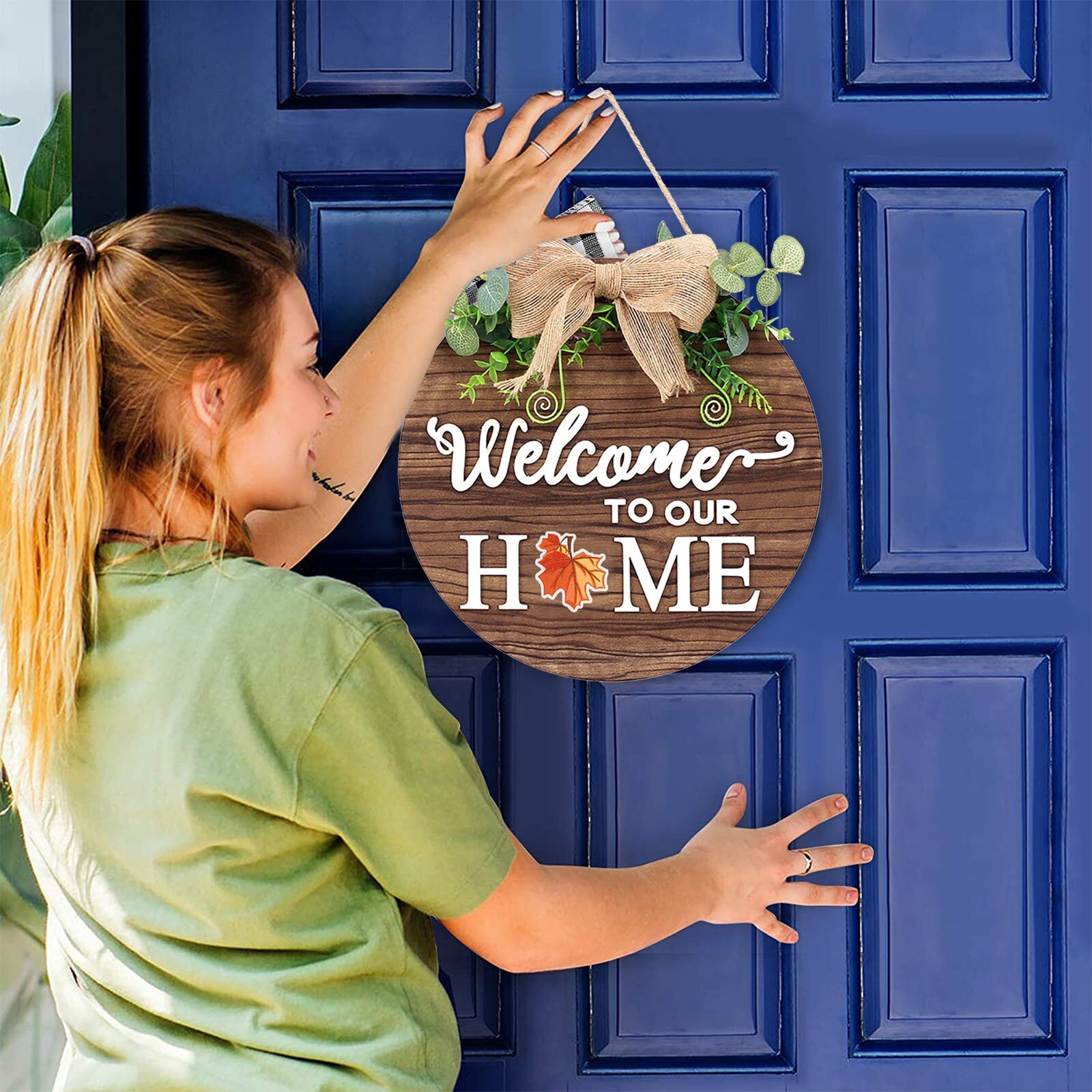 40 # Welkom Houten Deur Hanger Seizoensgebonden Home Teken Ornamenten Voor Thuis Decoratie Verwisselbare Deur Hangers Accessoires