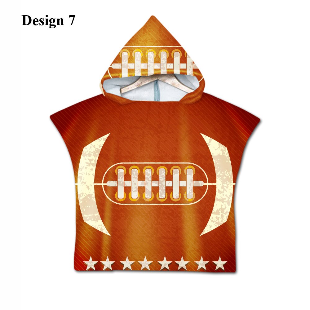Novelty Sport American Football Rugby Baby Kids Kinderen Hooded Handdoek Zwembad Zwemmen Bad Strand Poncho Handdoek Cape: Design 7