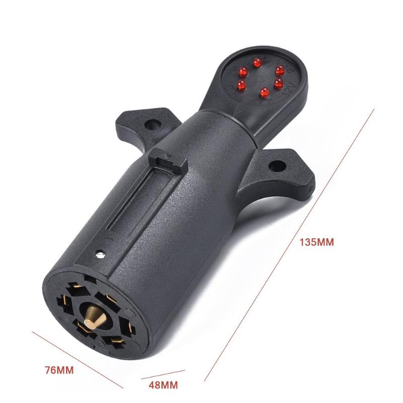 12V 7-Way Blade Trailer Wiring Tester 7-Pin Round Electric RV Blade Connector Tester With LED Indicator Auto Accessories