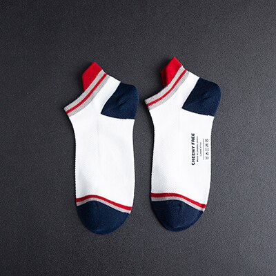 Kesä ja kevät puuvillasukat värikkäät miesten venesukat matalat hikeä imevät miesten sukat 5 paria/erä: 4