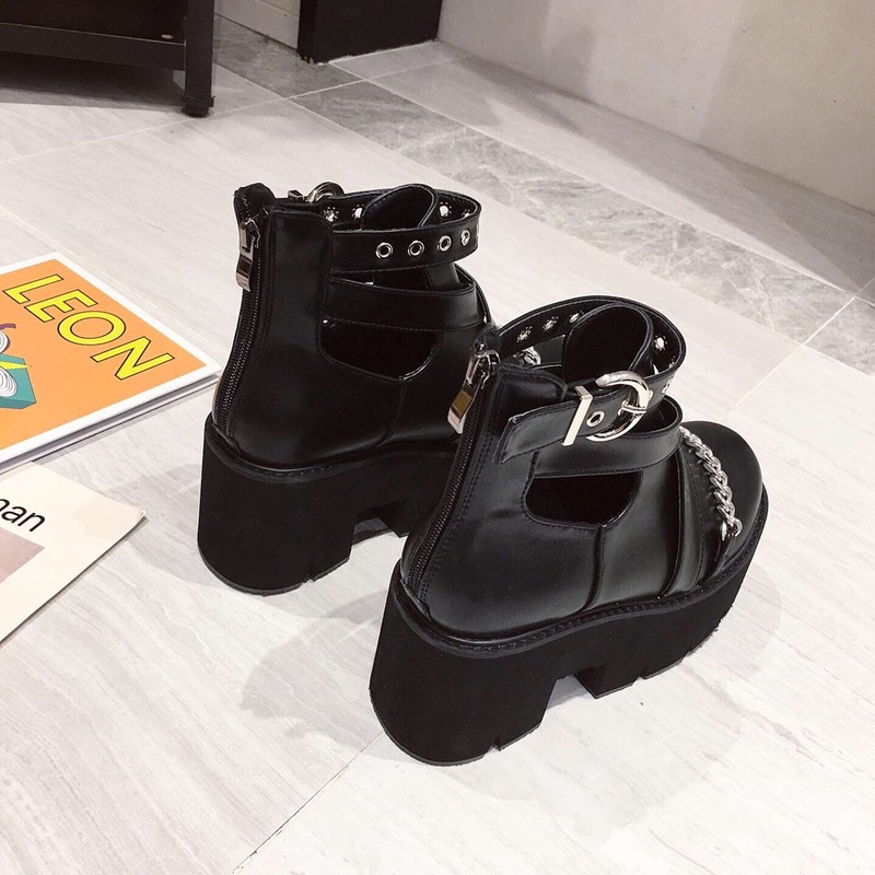 PRETO BRANCO 8cm tacones nueva versión coreana de la plataforma para magdalenas cuña de Metal Botines de tacón alto mujeres zapatos botas mujeres JXQ
