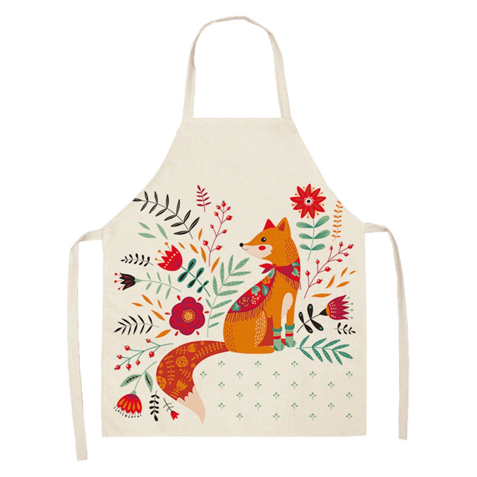 1Pcs Kitchen Cooking Apron Kitchen Lovely Cartoons Printed Home Sleeveless Cotton Linen Aprons for Men Women Baking Accessories