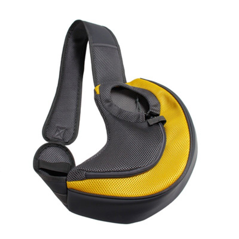 Bandolera de malla para perro y gato, bolso de hombro transpirable, cómodo, para cachorros y gatitos, Oxford: YELLOW / L