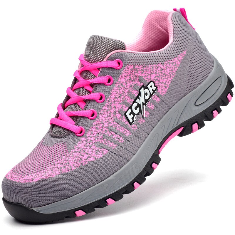 Veiligheid Werk Schoenen Vrouwen Onverwoestbaar Stalen Neus Schoenen Lichtgewicht Werk Veiligheid Laarzen Anti-Smash Anti-Lek Sport Schoenen vrouwen: Roze / 36