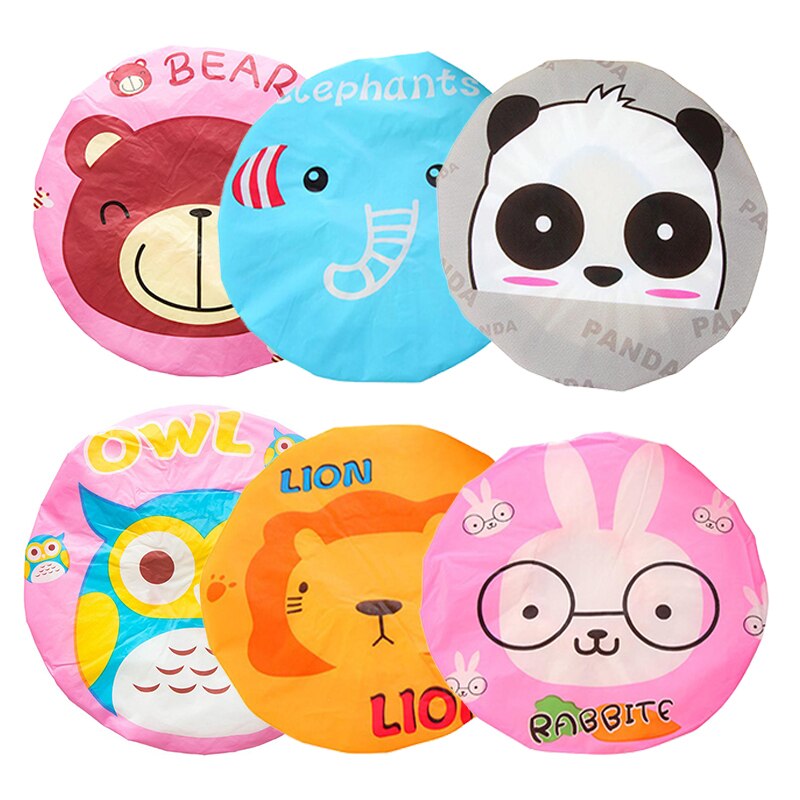 Animal Shower Caps Cartoon Waterproof Shower Cap Animal Shower Bath Hair Cap Lace Elastic Band Bathroom Products Random 1PC