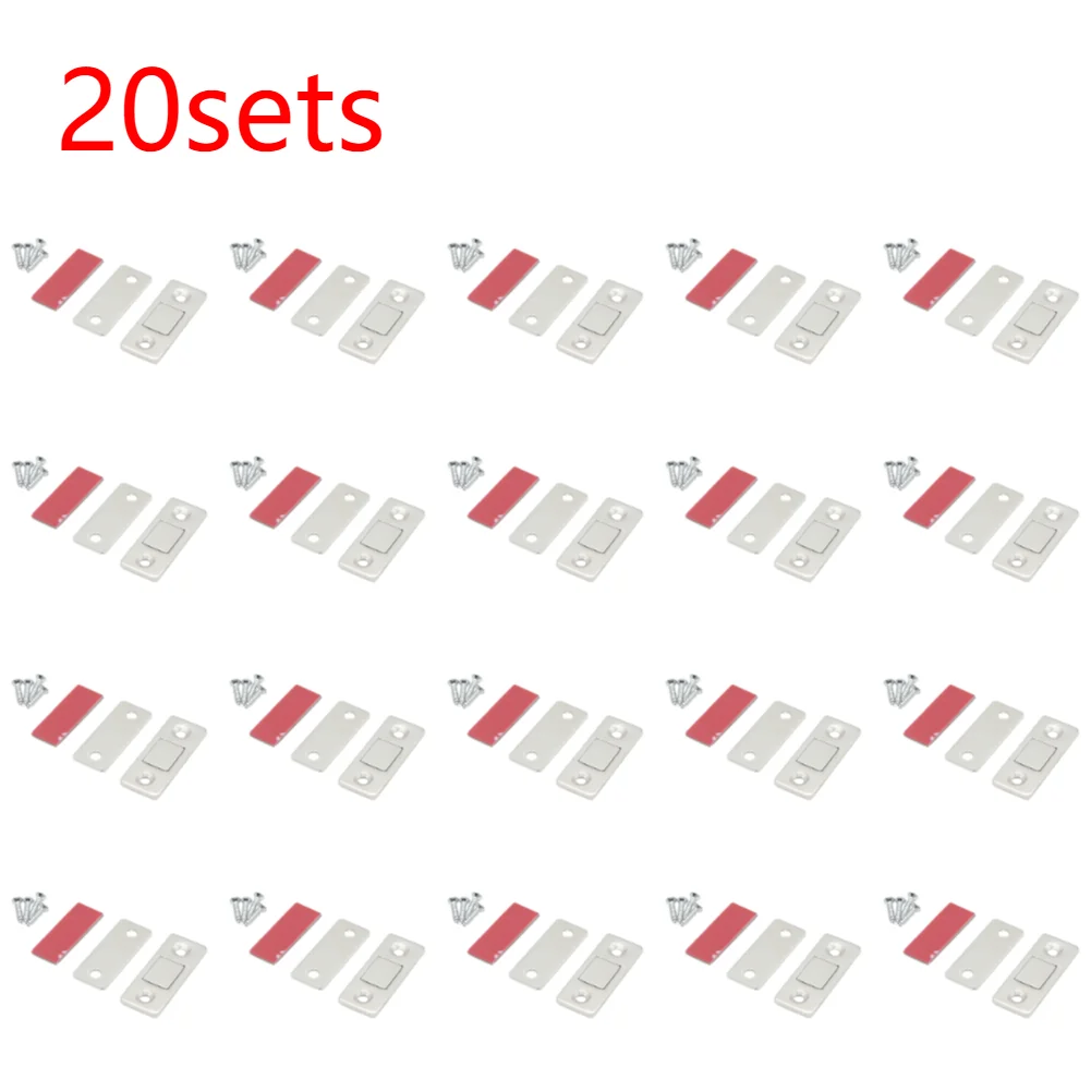 20-1 set magnetisk dörrspärr ultratunn skåpdörr magnetisk spärr självhäftande lådspärr dörrstängare lådmagnetspärr