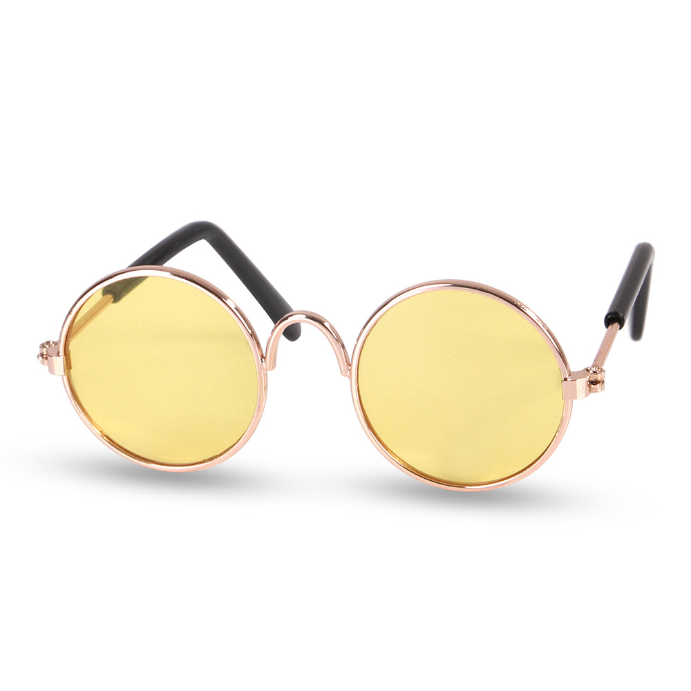 Gafas bonitas para Gato, gafas de sol redondas Retro para perros pequeños, accesorios para fotos de mascotas, productos para mascotas: YELLOW