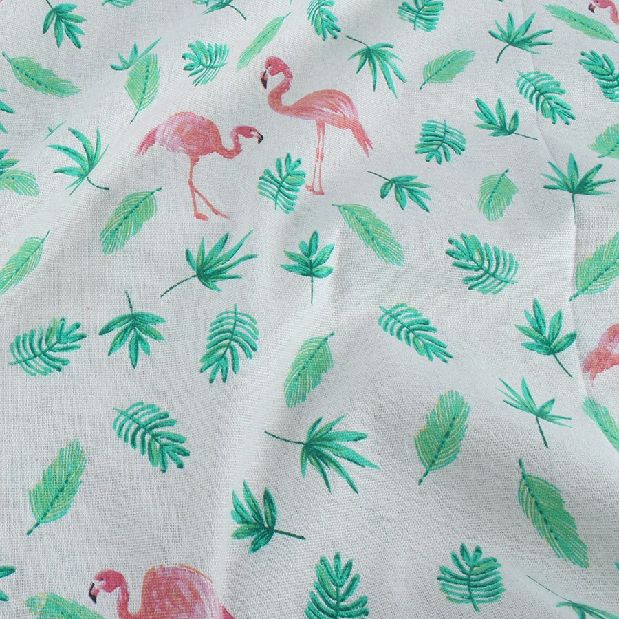 Flamingo Cotton Linen Fabric Patchwork DIY Craft Handwork Home Decor by the Yard: leaves