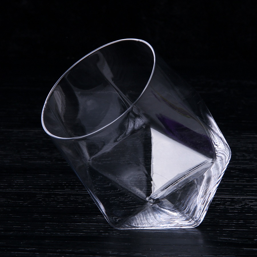 Verre à whisky transparent à fond triangulaire | Verre rond de 300ml coupe à vin en verre
