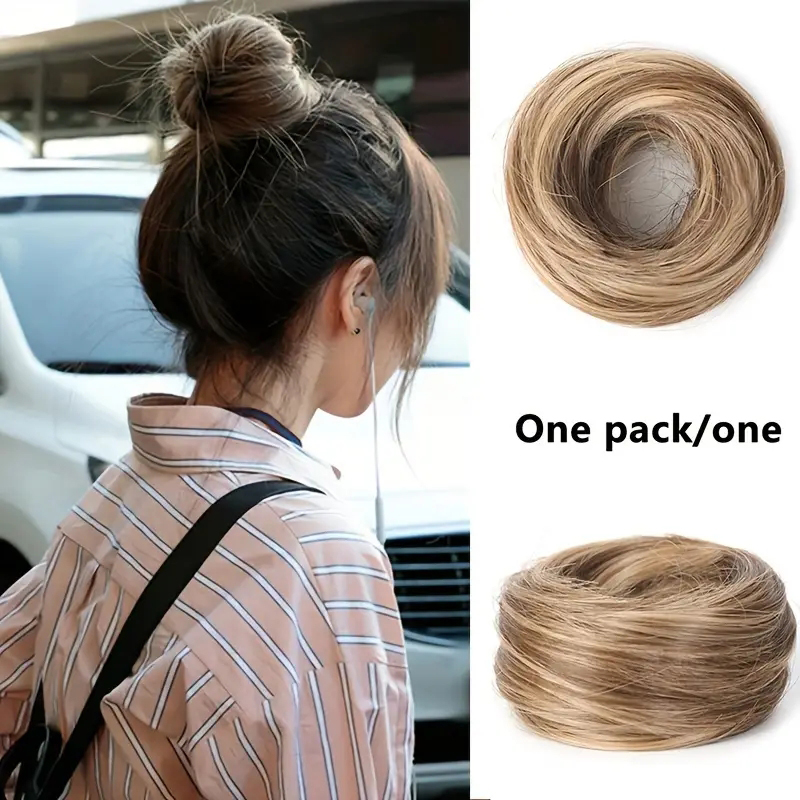 Moño básico para mujer, moño de pelo liso sintético para todas las personas, extensión de cabello de aspecto Natural para mujer: T1B/613