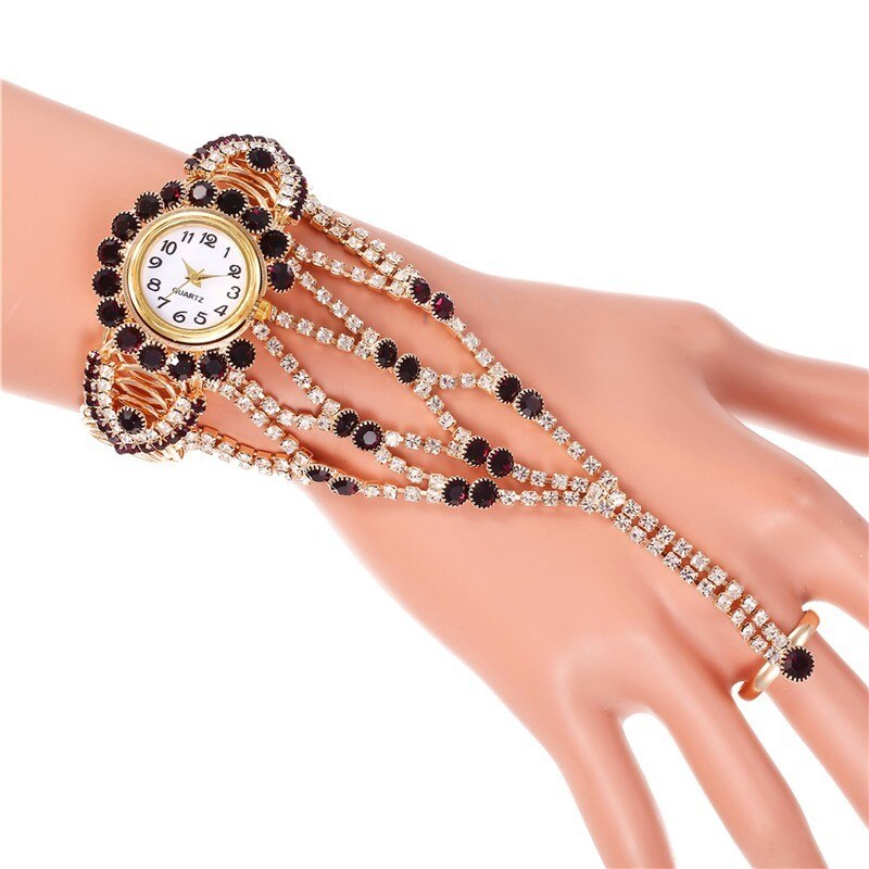 Top Luxus Uhr Strass Armband Uhr Frauen Uhren Damen Armbanduhr Relogio Feminino Reloj Mujer Montre Femme: LILA
