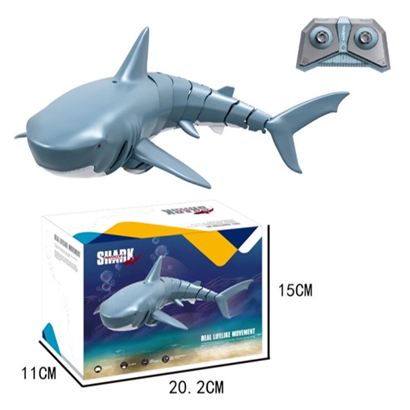 Tiburón RC 2,4G simulación animal de Control remoto con luc Robots submarinos pec juguet eléctricos para niño actualización Spray WaterToy