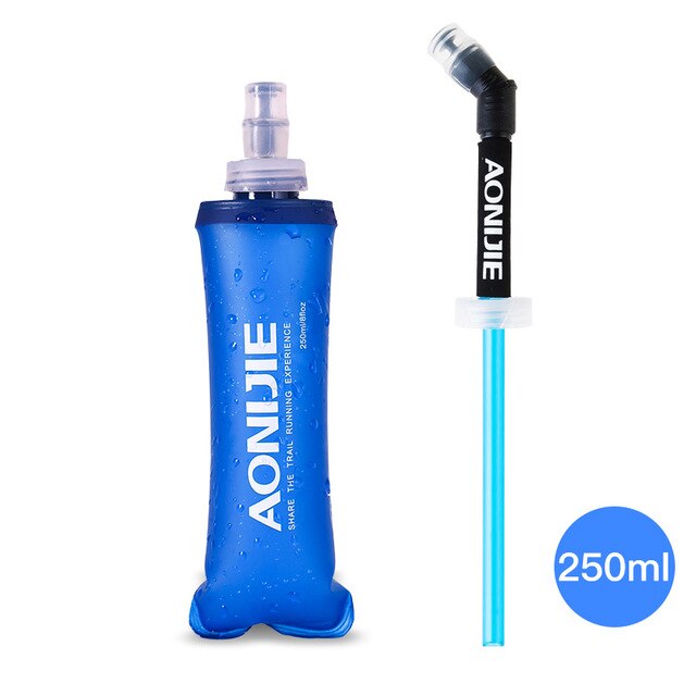 Aonijie 250ml 500ml tpu læskedrik vandflaske sammenfoldelig vandpose kolbe til udendørs sport camping sundhed gratis bpa: 250ml med halm