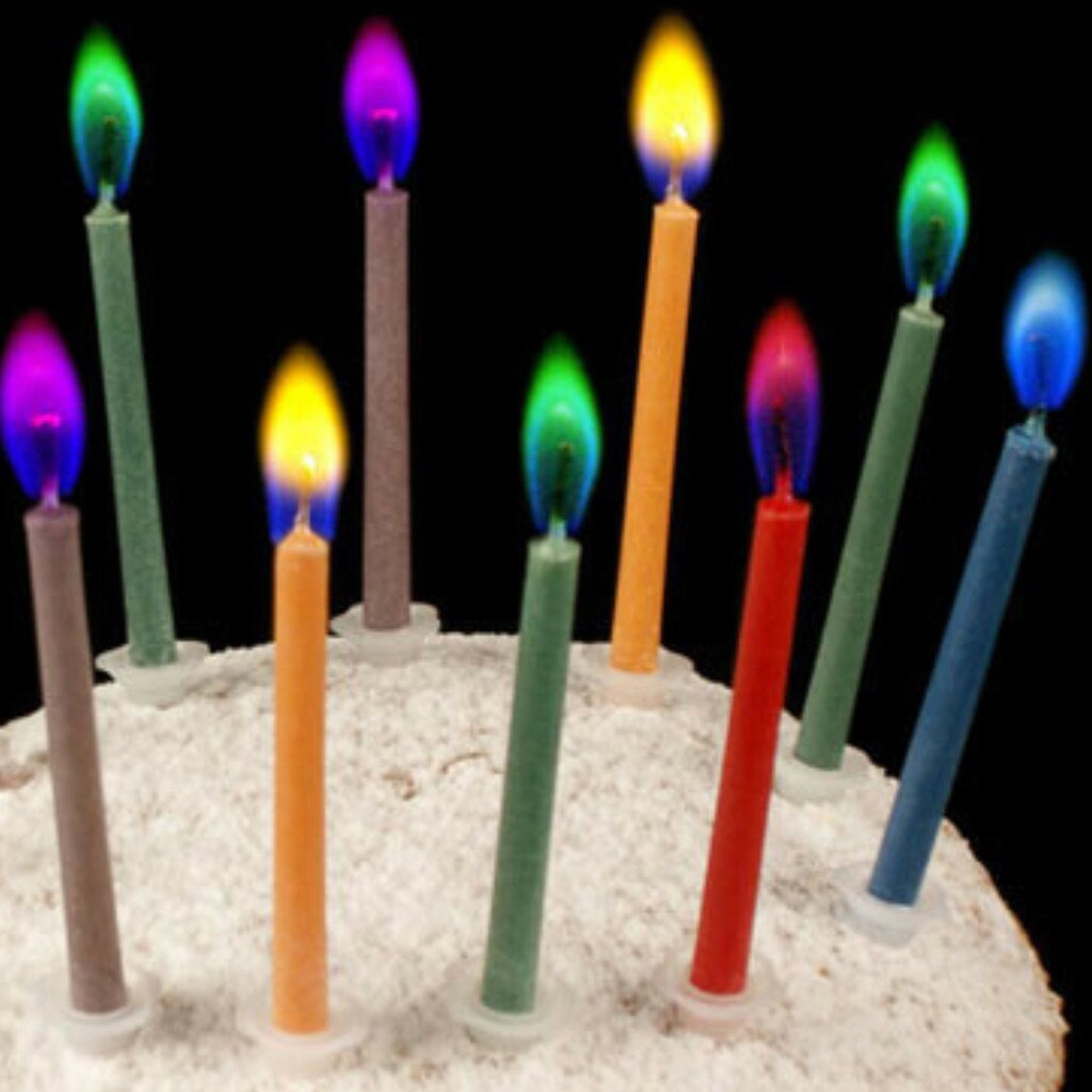 IN STOCK! 12PCs Colorful Flame Birthday Candle Happy Birthday Candle Party Festival Colorful Flames Candle wax